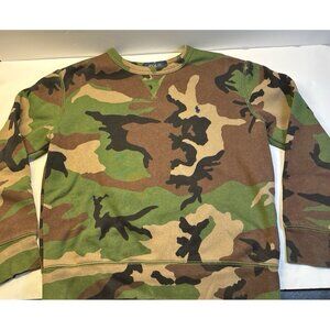 Polo Ralph Lauren Boys Camouflage Print Crew Neck Sweatshirt‎ Green Brown Size M
